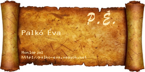 Palkó Éva névjegykártya